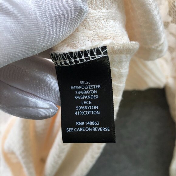 Torrid Waffle Long Sleeve Top Womens 2X Ivory Lace Balloon Sleeve Crewneck - Picture 6 of 9